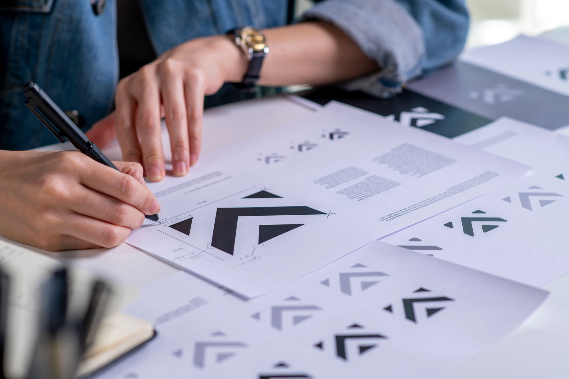 Close up drawing sketches logo design